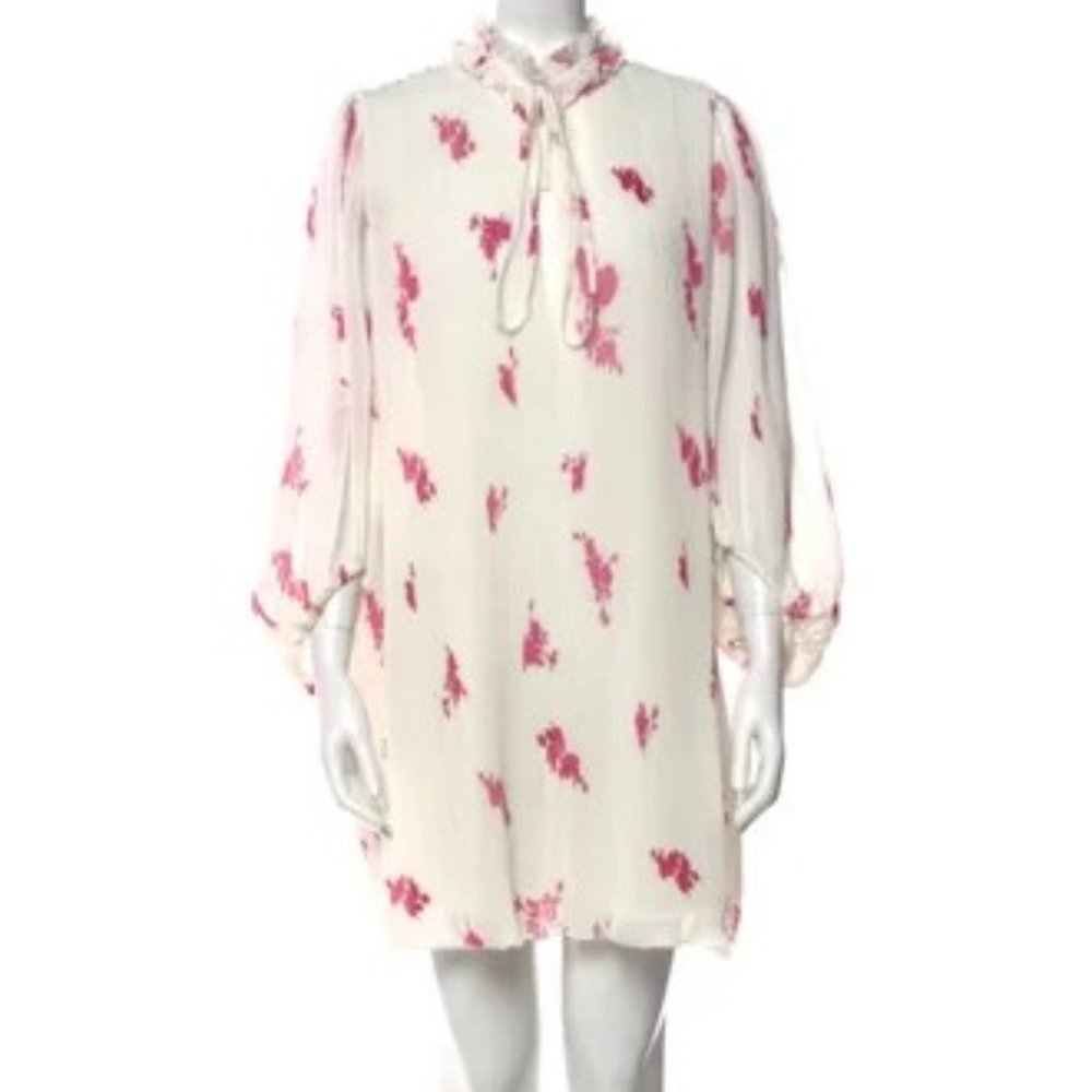 GANNI Rose Pleated Georgette Mini